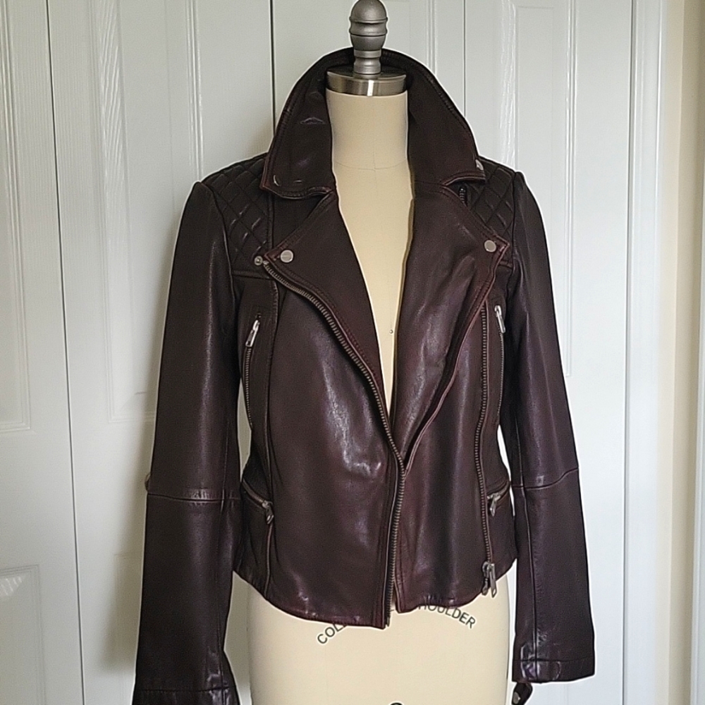 AllSaints brown leather jacket